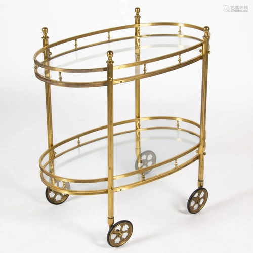 VINTAGE FRENCH BRASS BAR CART