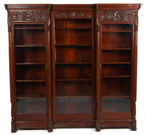 AMERICAN LATE VICTORIAN CARVED MAHOGANY BOOKCASE