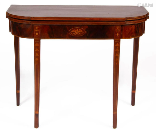 NEW ENGLAND FEDERAL INLAID MAHOGANY CARD / GAMES TABLE