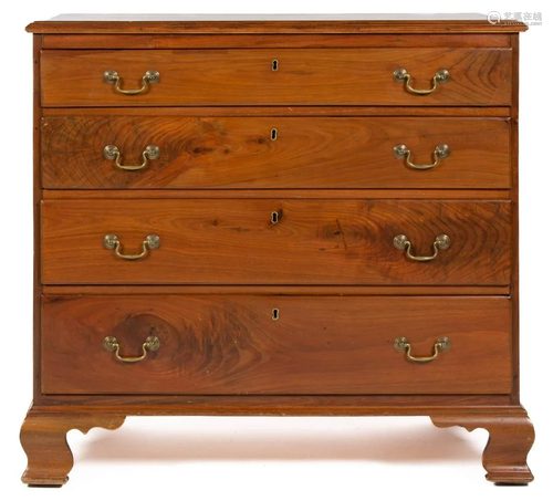 VIRGINIA OR NORTH CAROLINA CHIPPENDALE WALNUT CHEST OF DRAWE...