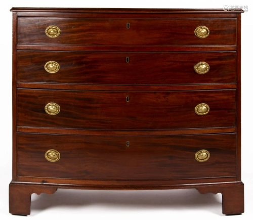 AMERICAN FEDERAL MAHOGANY BOWFRONT CHEST OF DRAWERS