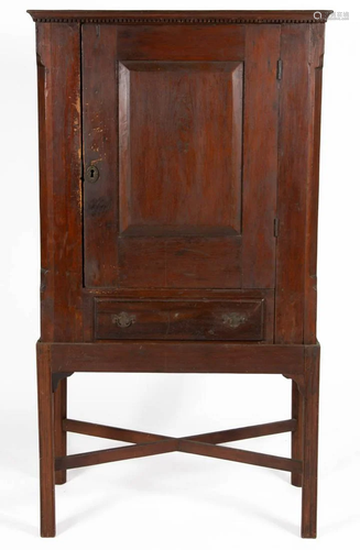 AMERICAN CHIPPENDALE PINE CUPBOARD ON STAND