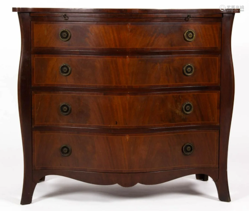 FEDERAL-STYLE SERPENTINE-FRONT INLAID MAHOGANY CHEST OF DRAW...