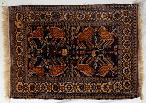 SEMI-ANTIQUE AFGHAN WAR RUG