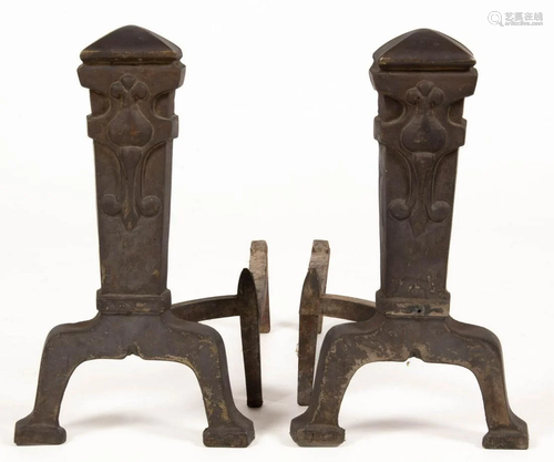 PAIR OF AMERICAN CAST-IRON ANDIRONS