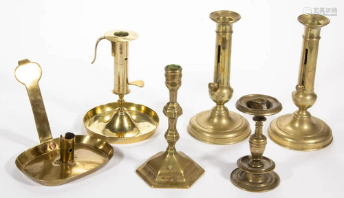 ASSORTED BRASS CANDLESTICKS, LOT OF SIX