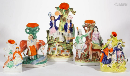 ENGLISH STAFFORDSHIRE HAND-PAINTED CERAMIC FIGURAL SPILL VAS...