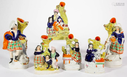 ENGLISH STAFFORDSHIRE HAND-PAINTED CERAMIC FIGURAL SPILL VAS...