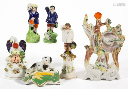 ENGLISH STAFFORDSHIRE HAND-PAINTED CERAMIC FIGURAL INKWELLS ...