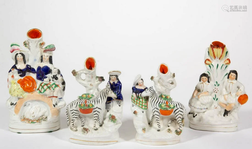 ENGLISH STAFFORDSHIRE HAND-PAINTED CERAMIC FIGURAL SPILL VAS...