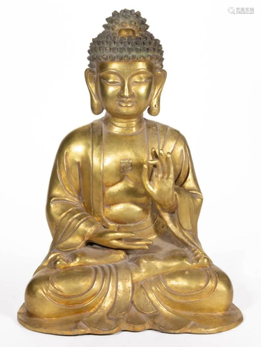 CHINESE GILT BRONZE BUDDHA FIGURE