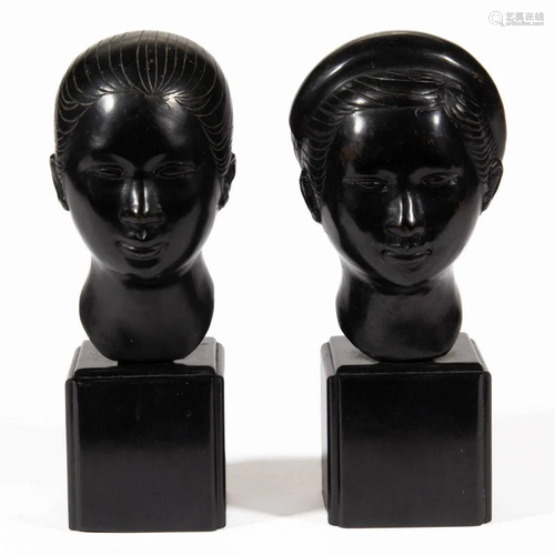 PAIR OF VIETNAMESE BRONZE BUSTS