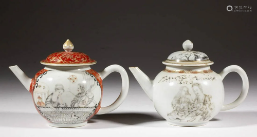 CHINESE EXPORT PORCELAIN TEAPOTS, LOT OF TWO