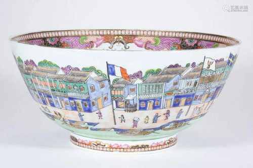 MODERN CHINESE HONG PORCELAIN PUNCH BOWL