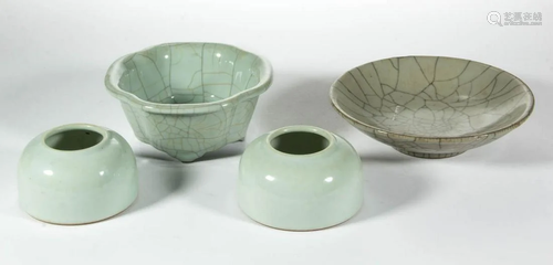 CHINESE CELADON CERAMIC ARTICLES, LOT OF FOUR