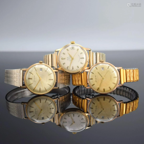 GLASHUeTTE / GUB 3 gilt wristwatches, Germany 1960´s