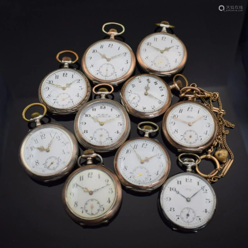 Set of 10 pocket watches, Swiss production