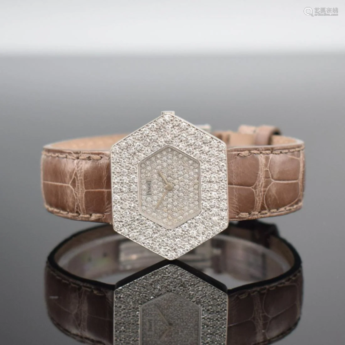 PIAGET 18k white gold & diamonds set, 6-angled wristwatc...