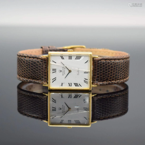 ROLEX Cellini rectangular 18k yellow gold wristwatch