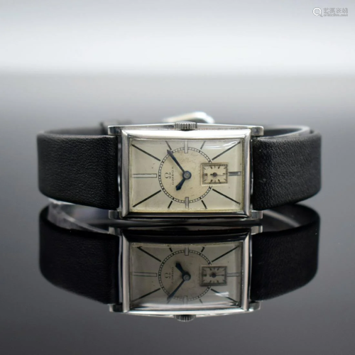 OMEGA beautiful rectangular wristwatch in steel