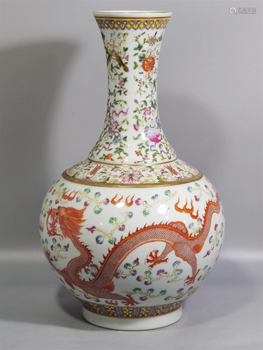 A Chinese Famille-Rose Porcelain Vase