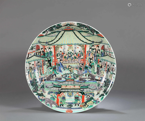 A Chinese Wucai Porcelain Plate of Figures Story