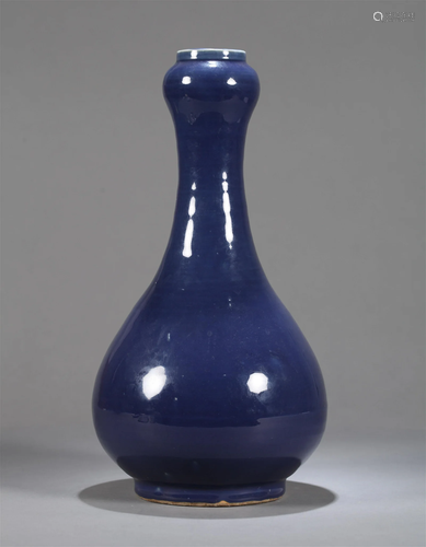 A Chinese Blue Ground Glazed Garlic Head Porcelain Vase