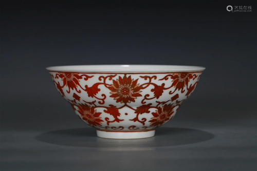 A Chinese Iron-Red Porcelain Bowl