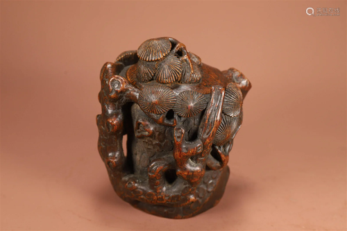 A Chinese Iron-Red Glazed Porcelain Bird Feeder Jar