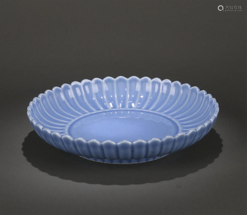 A Chinese Light Blur Glazed Porcelain Plate