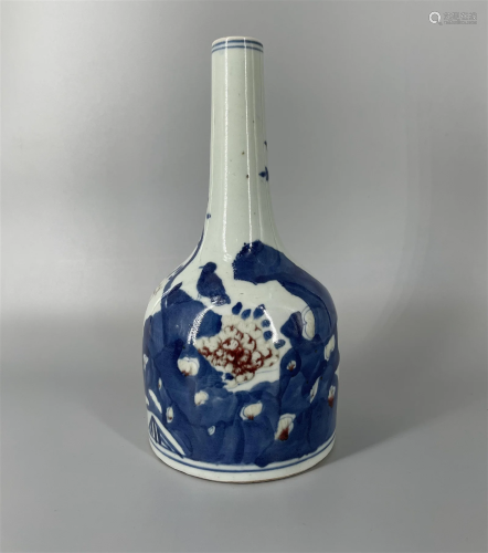 CHINESE BLUE AND WHITE COPPER RED ZUN VASE