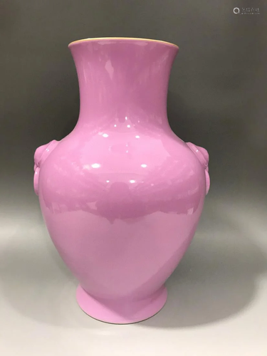 CHINESE PINK GLAZED VASE,QIANLONG MARK