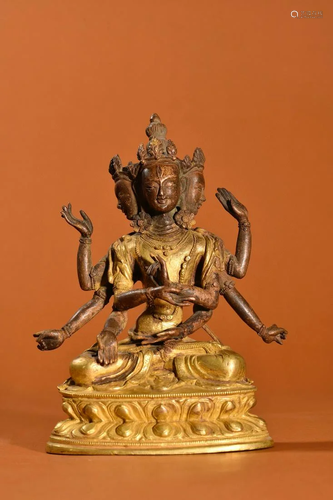 CHINESE GILT BRONZE BUDDHA