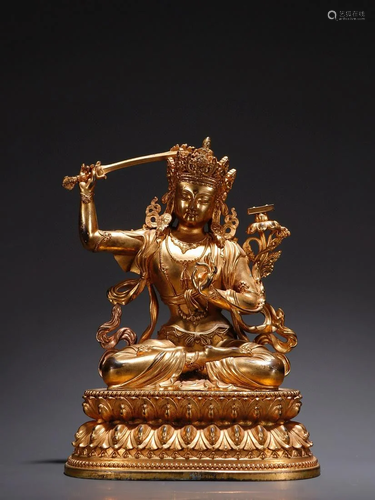 CHINESE GILT BRONZE BUDDHA