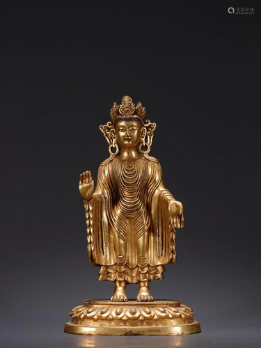 CHINESE GILT BRONZE BUDDHA