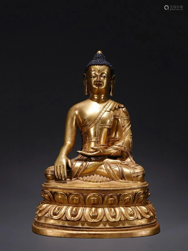 CHINESE GILT BRONZE BUDDHA