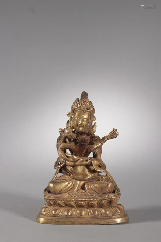 CHINESE GILT BRONZE BUDDHA