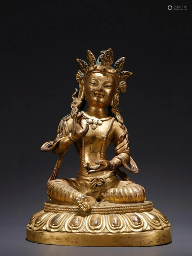 CHINESE GILT BRONZE BUDDHA