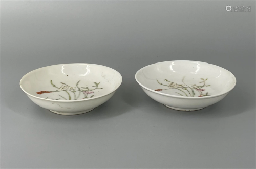 PAIR OF CHINESE FAMILLE ROSE PLATES