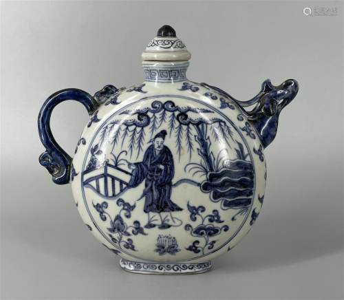CHINESE BLUE AND WHITE TEAPOT