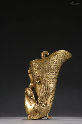 CHINESE GILT BRONZE CUP
