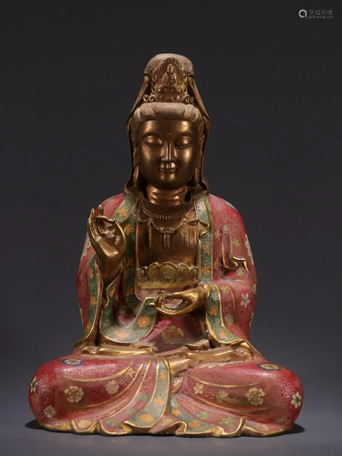 CHINESE GILT BRONZE CLOISONNE BUDDHA