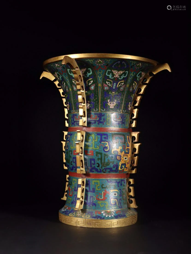 CHINESE CLOISONNE GU VASE