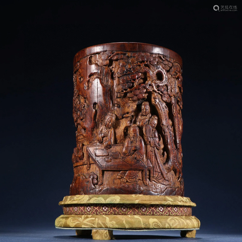 CHINESE BAMBOO CARVED BRUSHPOT