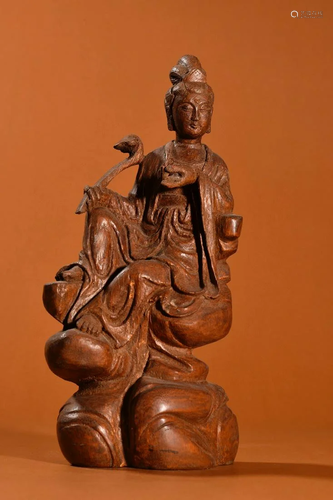 CHINESE BAMBOO CARVED GUANYIN