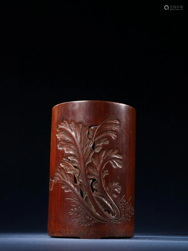 CHINESE BAMBOO CARVED BRUSHPOT