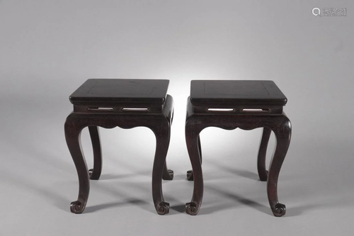 PAIR OF CHINESE ZITAN WOOD TABLES