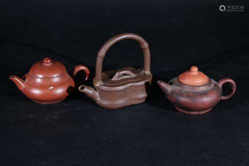 紫砂小茶壺3件