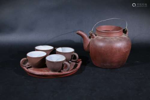 紫砂茶壺、茶杯等6件