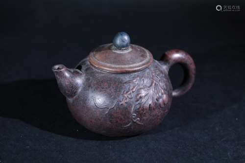 紫砂花卉紋茶壺